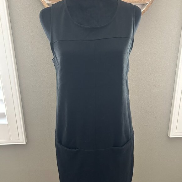 J. Jill Dress Womens Black Stretch Shift Jersey Pockets Knee Length Tank SZ S - Picture 1 of 7
